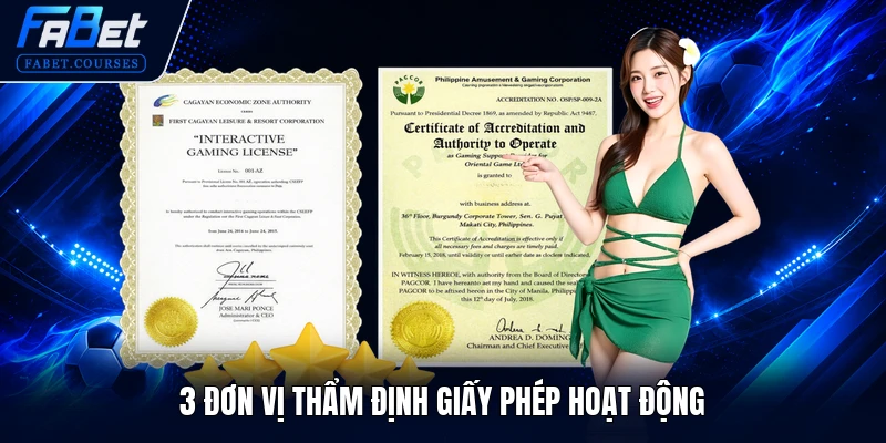 Giấy Phép Hoạt Động FABET 2 3 đơn vị thẩm định giấy phép hoạt động